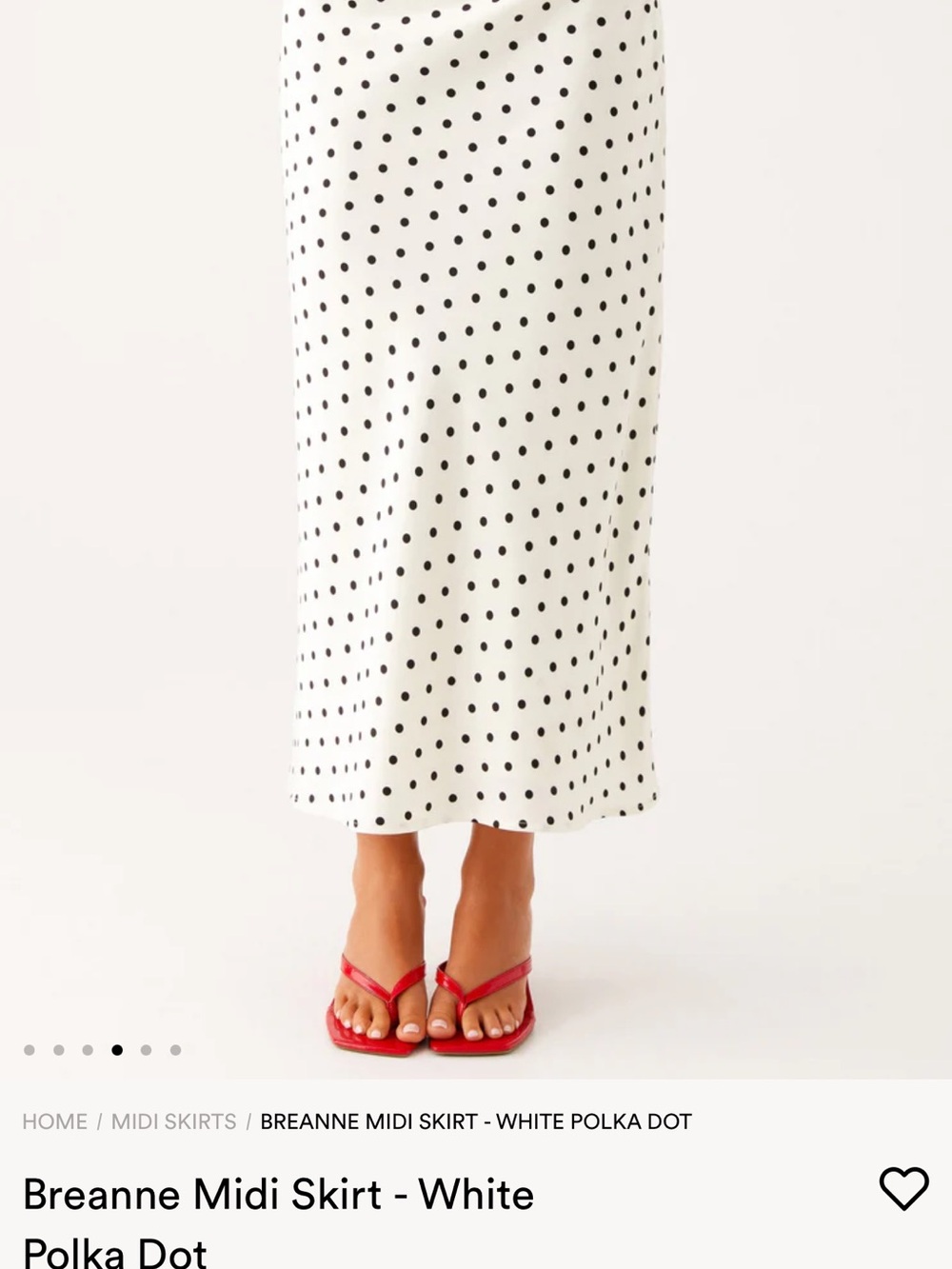 Peppermayo White Polka Dot Midi Skirt